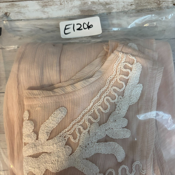 Boho Embroidered Tunic Medium Lagenlook Cottagecore Coquette Gauzy Flowy Tank - Picture 9 of 9